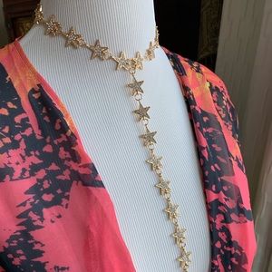 Choker Y necklace gold tone endless stars